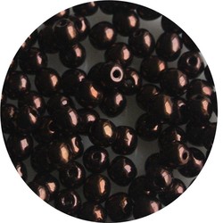 Glass bead 4mm round Dark Brown Coffee 100 pieces for
