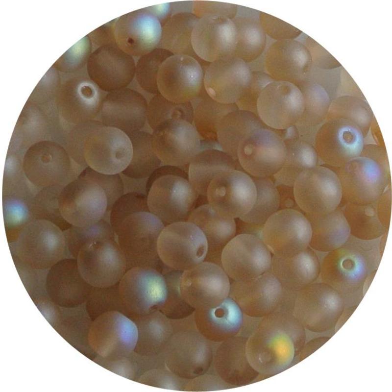 Glaskraal 4mm Rond Mat Nude AB 100 stuks voor