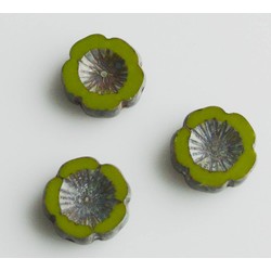 Glass Flower Mexican Flower Green 14mm