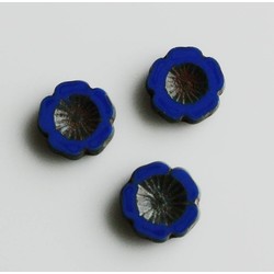 Glasbloem Mexican flower Kobalt 14mm