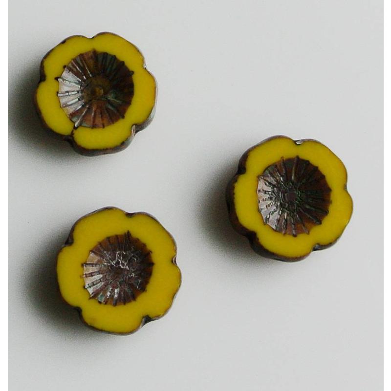 Glass Flower Mexican Flower Yellow 14mm