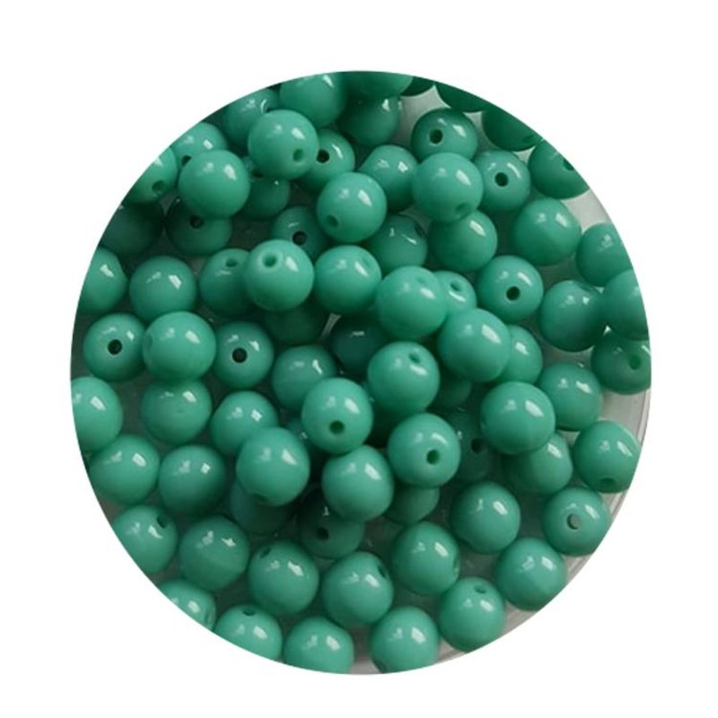 Glaskraal 4mm  Rond  Zeegroen Opaque 100 stuks voor.