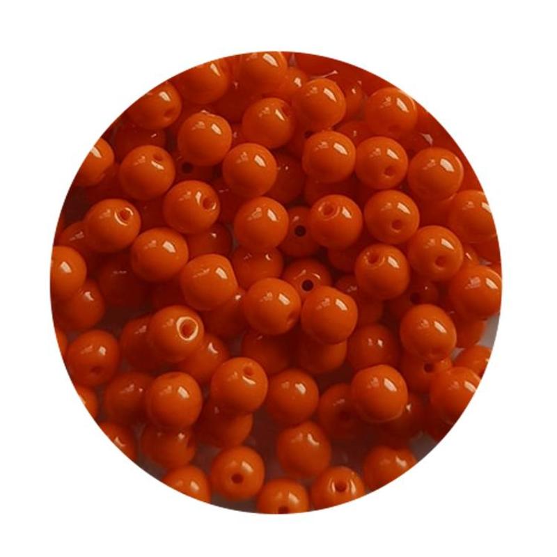 Glaskraal 4mm  Rond  Oranje Opaque 100 stuks voor.