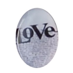 Cabochon Ovaal. 13x18mm. Glas. Tekst Love.