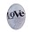 Cabochon Ovaal. 13x18mm. Glas. Tekst Love.