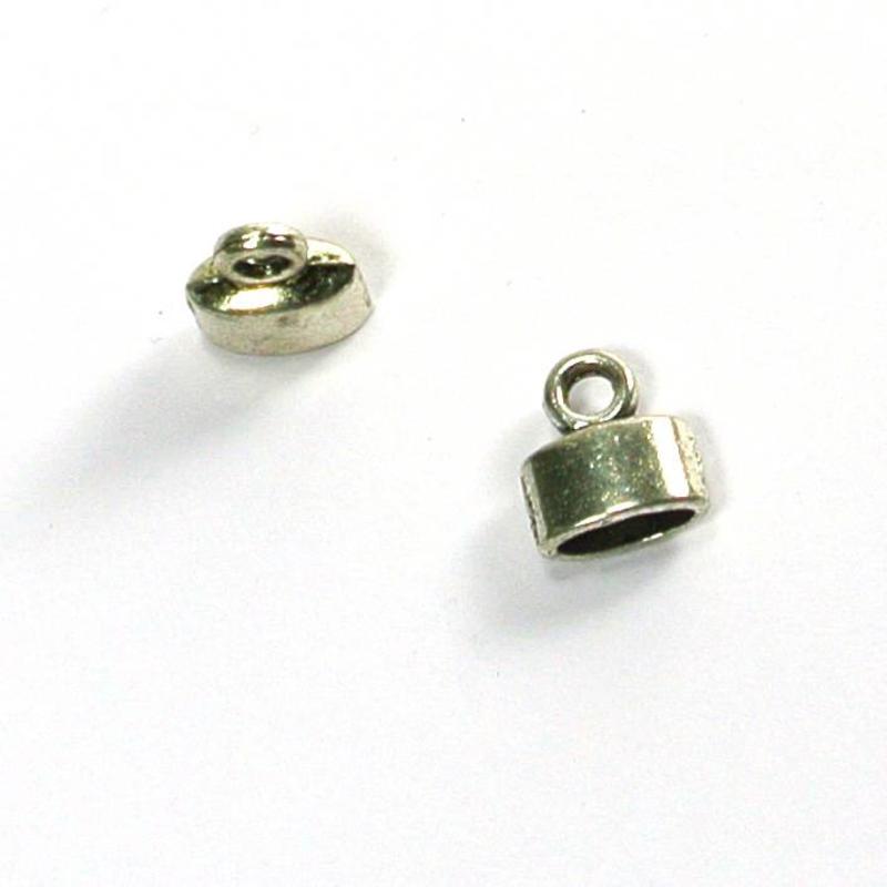 Eindkap met oogje. 7x4mm. Zilverkleurig voor sieraden en accessoires