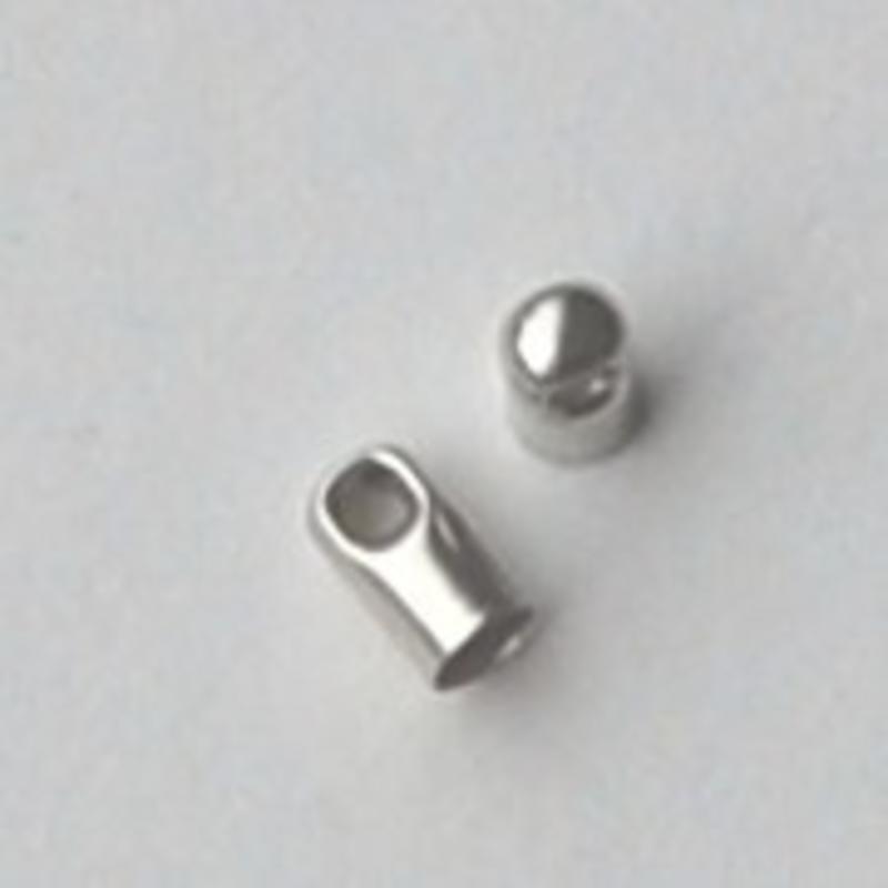 Eindkapje zilverkleurig 7mm. met oogje. Voor koord 3mm voor het maken van sieraden en accessoires