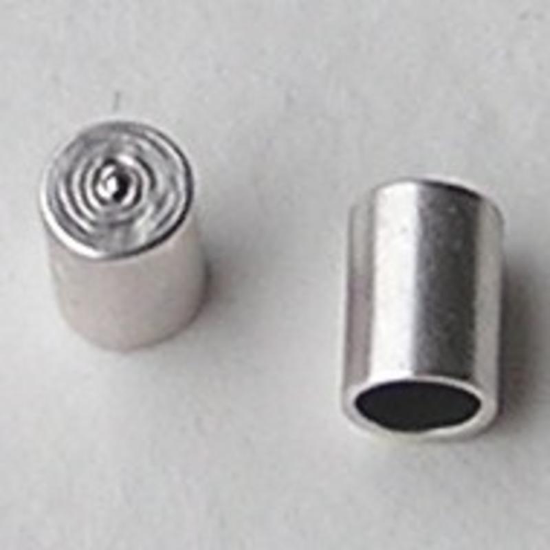 Einddopje voor koord 3mm. Matzilverkleurig. 4x6mm voor het maken van sieraden
