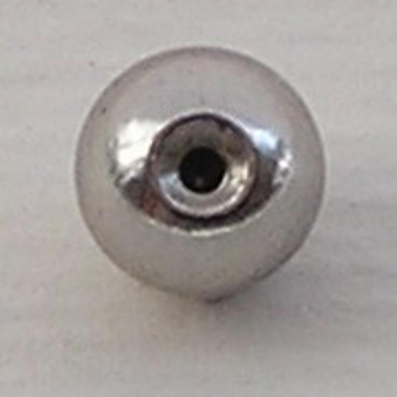 Kogeldopje. 6mm. zilverkleurig voor Beadpin met schroefdraad.