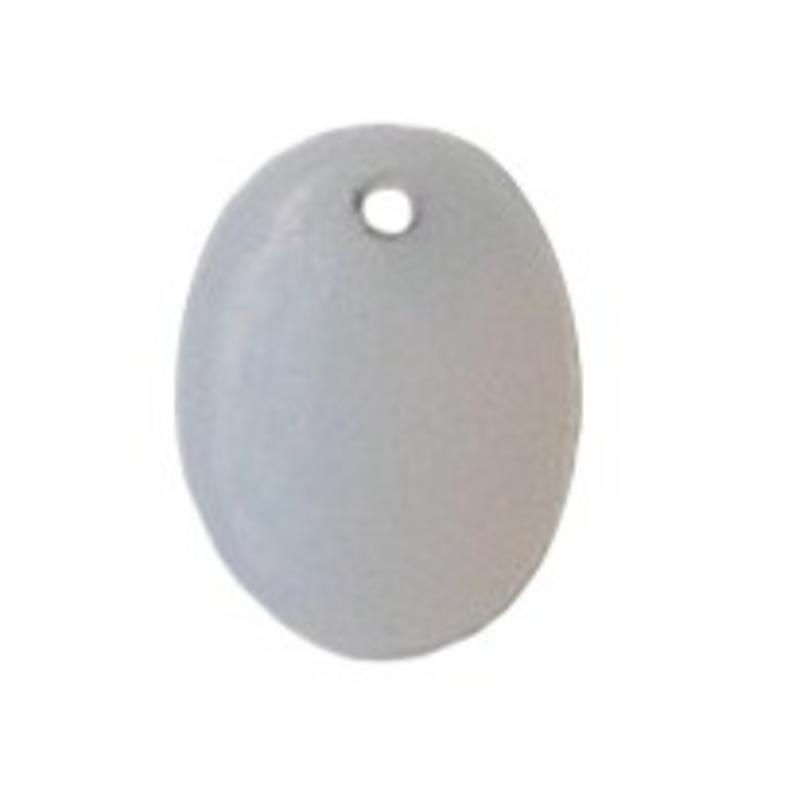 Glaskraal. 9x12mm. Ovaal Plat. Rijggat bovenin. White Opal.