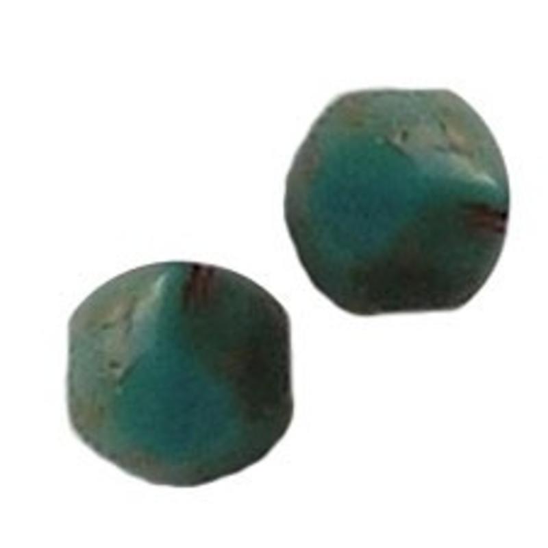 Glaskraal. 6mm. Turqoise Travertin. Driekantig voor het maken van sieraden en accessoires