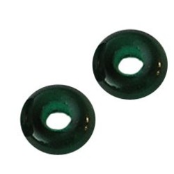 Glaskraal. 11x17mm. Rondelle met gat 5mm. Groen Transparant.