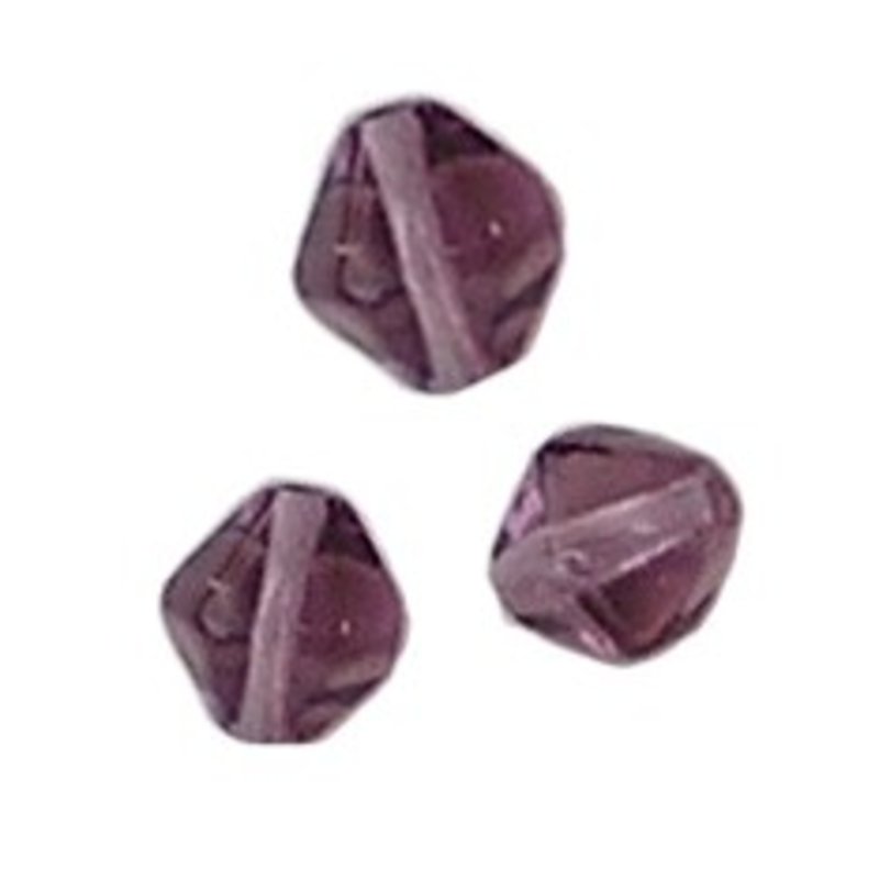 Glaskraal. 8mm. Pyramide Licht Amethist.