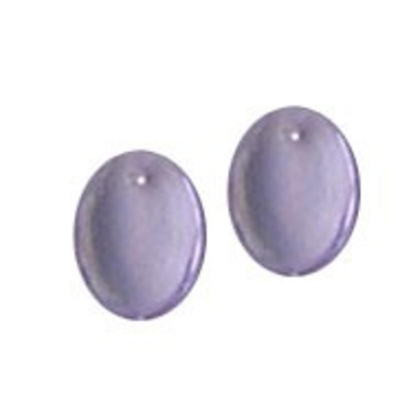 Glaskraal. 9x12mm. Lila Ovaal Plat. Rijggat bovenin voor het maken van sieraden en accessoires