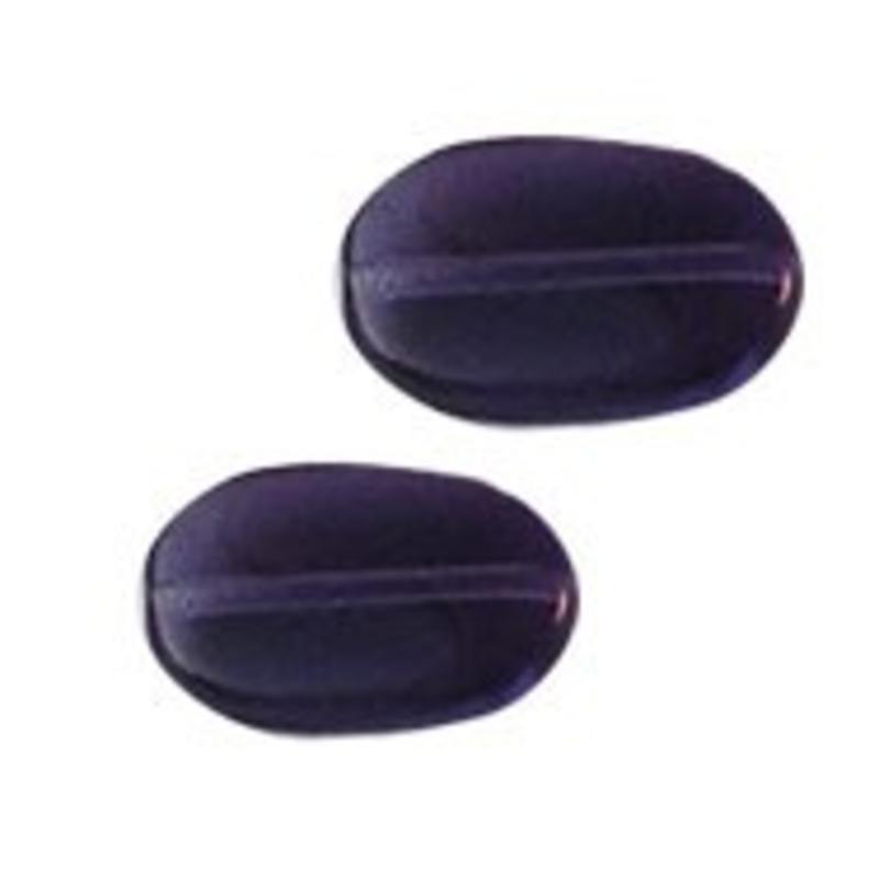 Glaskraal. 8x14mm. Ovaal getwist. Paars voor het maken van sieraden en accessoires