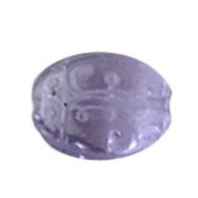 Glaskraal. 11x13mm. Lieveheersbeestje. Lila Transparant.