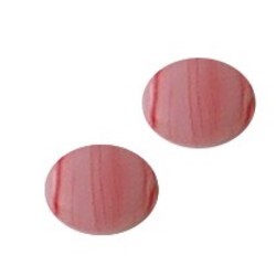 Glass bead. 6x8mm. Oval. Flat. Red White. Melee. 10 pieces for