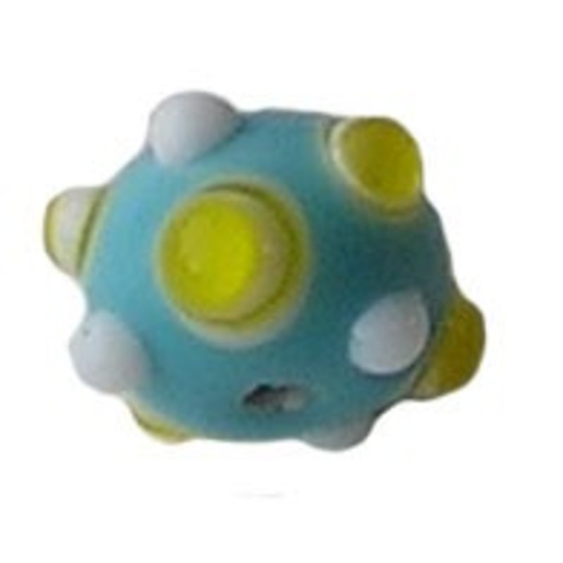 Glaskraal. 10x15mm. Rondelle. Aqua Geel Wit. Spoetnik.