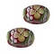 Glaskraal. 9x14mm. Rood Gebloemd.
