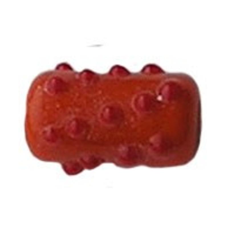 Glaskraal. 9x15mm. Fantasie. Oranje met rode dots.