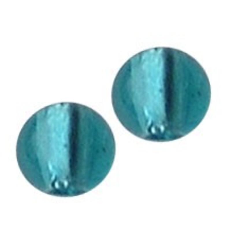Glaskraal. 14mm. Zilverfolie. Aqua voor het maken van sieraden en accessoires