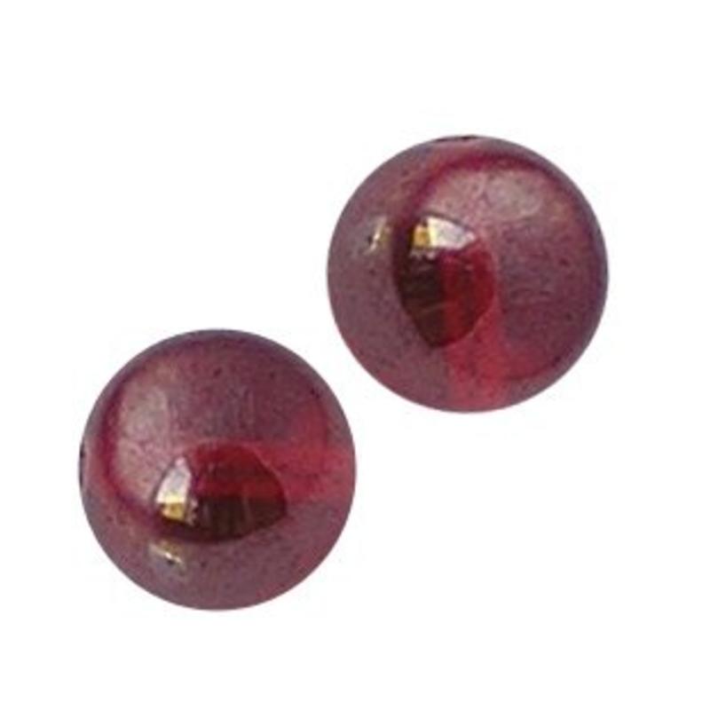 Glaskraal. 12mm. Rood. Transparant Luster.
