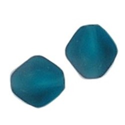 Glaskraal. 12x12mm. Pyramide. Mat Petrol.