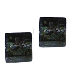 Glaskraal. 12x12mm. Kubus. Gestippeld Grijs Zilverfolie.