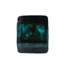 Glaskraal. 12x12mm. Kubus. Petrol met stipjes inside.