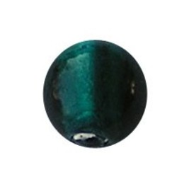 Glass bead. 14mm. Petrol Green Silver Foil. 3 pieces for