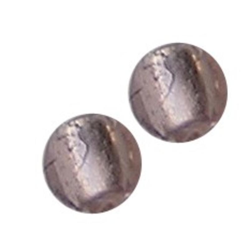 Glaskraal. 8mm. Roze Amethyst. Zilverfolie. 10 stuks voor