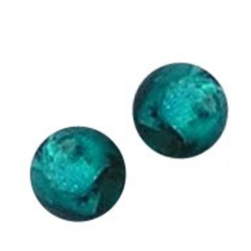 Glasperle. 8mm. Petrol-Grün. Silberfolie. 10 für