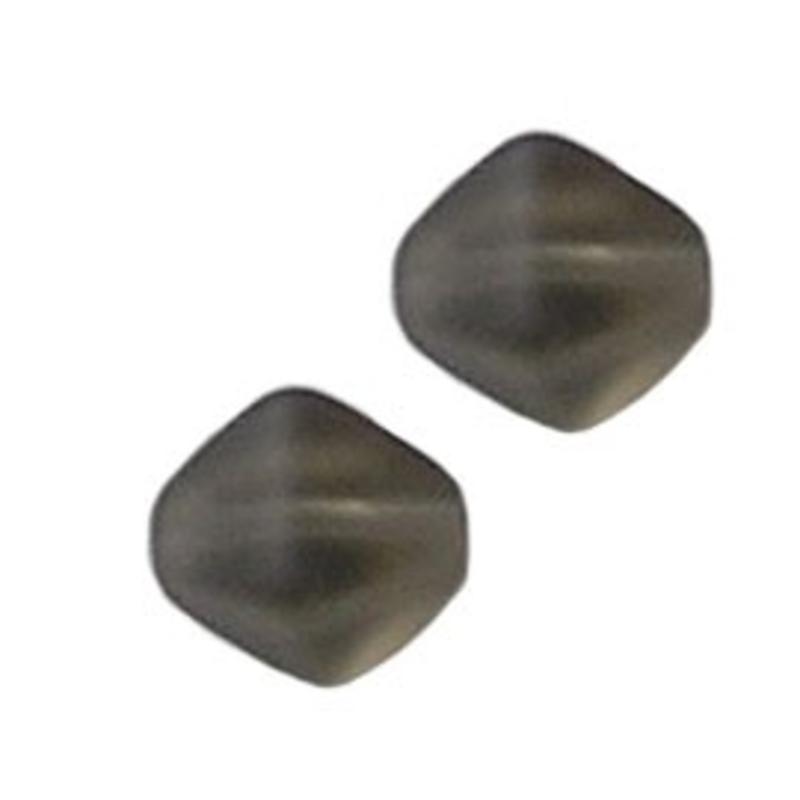 Glaskraal. 12x12mm. Pyramide. Mat Grijs.