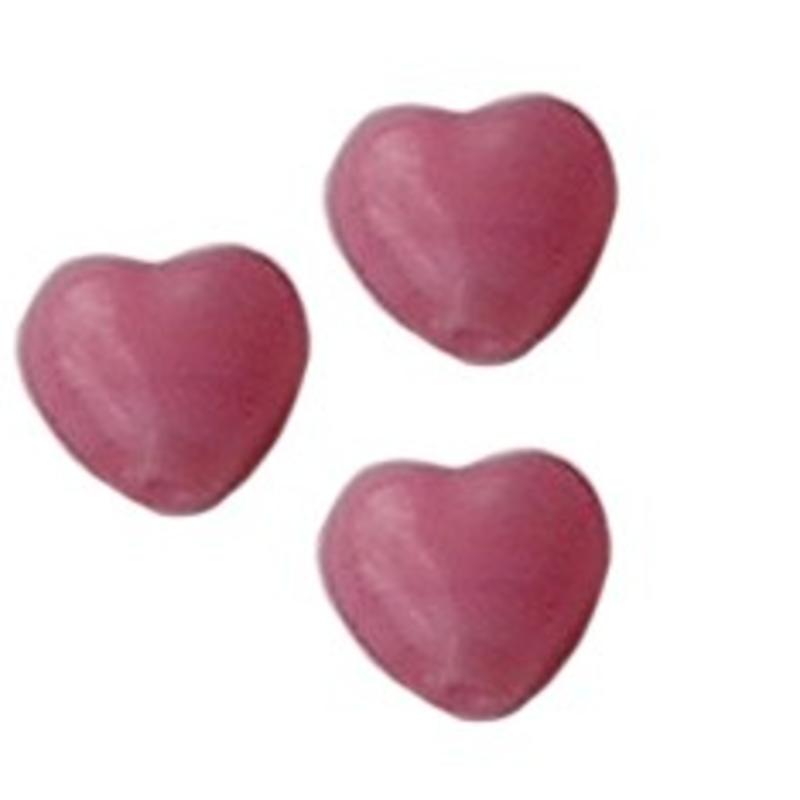 Glaskraal. Hartje. 6mm. Opaque Roze Puffed voor het maken van sieraden en accessoires