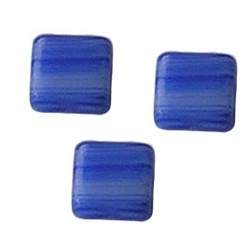 Glaskraal. 9x9mm. Plat Vierkant. Blauw gemeleerd. 10 stuks voor