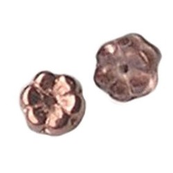 Glaskraal. bloemetje. 8mm. Transparant Copper.Gaatje in Midden.