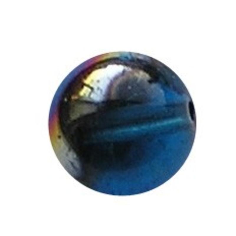 Glaskraal. 8mm. Aqua met een Vitrail coating voor het maken van sieraden en accessoires