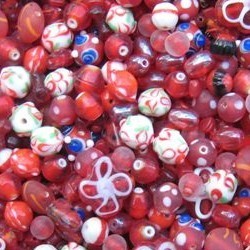 Glasperlen mischen. Rote weiße Fantasie. schöne Qualität 50 Gramm.