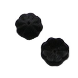 Glasbloemetje. 11mm. Zwart. met het gaatje in het midden.