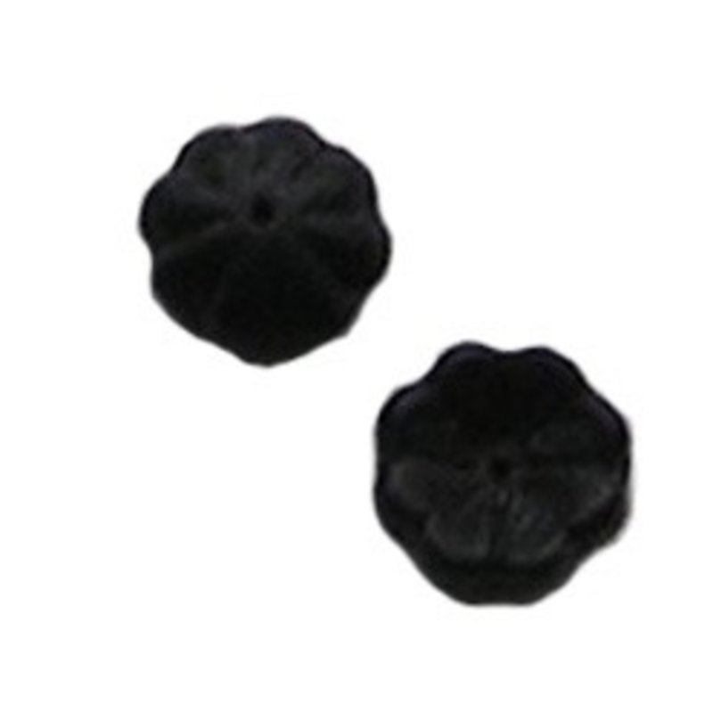 Glasbloemetje. 11mm. Zwart. met het gaatje in het midden voor het maken van sieraden en accessoires