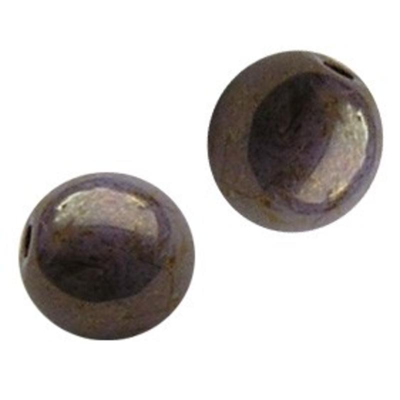 Glaskraal. 8mm. Lila. Gold. Luster.