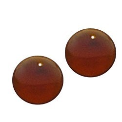 Glaskraal. 12mm. Rond Plat. Donkerbruin Transparant. Gaatje bovenin.