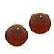 Glaskraal. 12mm. Rond Plat. Donkerbruin Transparant. Gaatje bovenin.