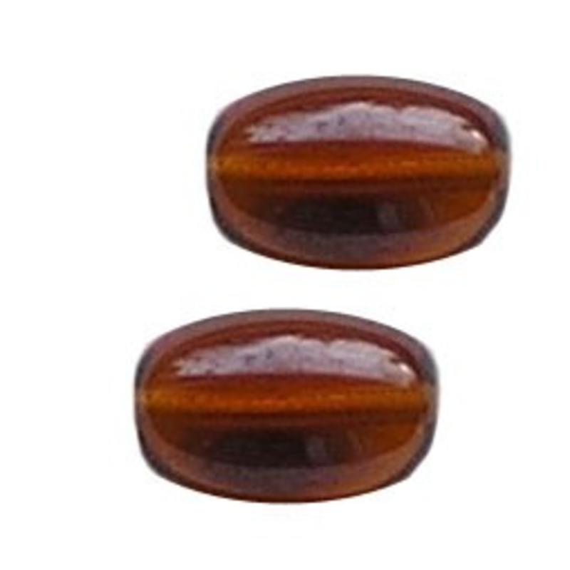 Glaskraal. 9x14mm. Ovaal. Bruin Luster.