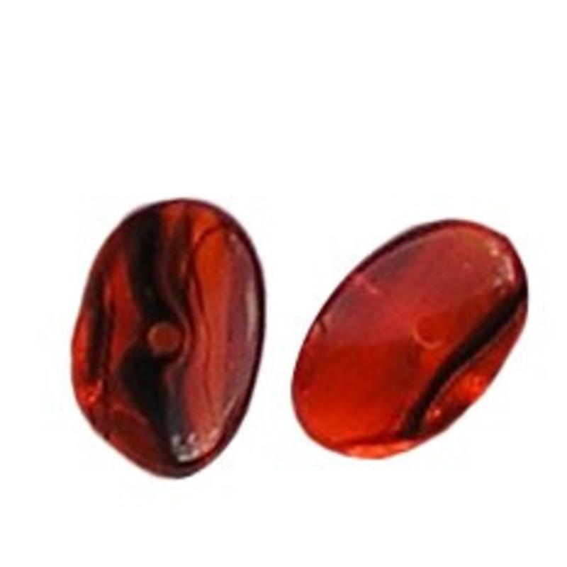 Glaskraal. 18x10mm. Fantasie. Oranje gemeleerd.