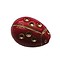 Glaskraal. 10x14mm. Rood. Lieveheersbeest met Gouden Stippen.
