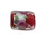 Glaskraal. 8x12mm. Silverfoil met Roze Bloemen.
