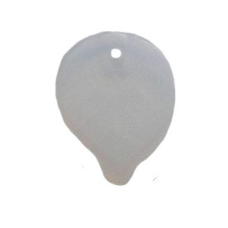Glaskraal blaadje. 13x18mm. White Opal.