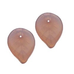 Glasblaadje. 13x18mm. Roze Opal.