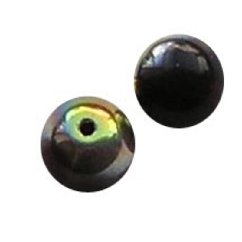 Glaskraal. 8mm. Smoked Topaas met een Vitrail coating